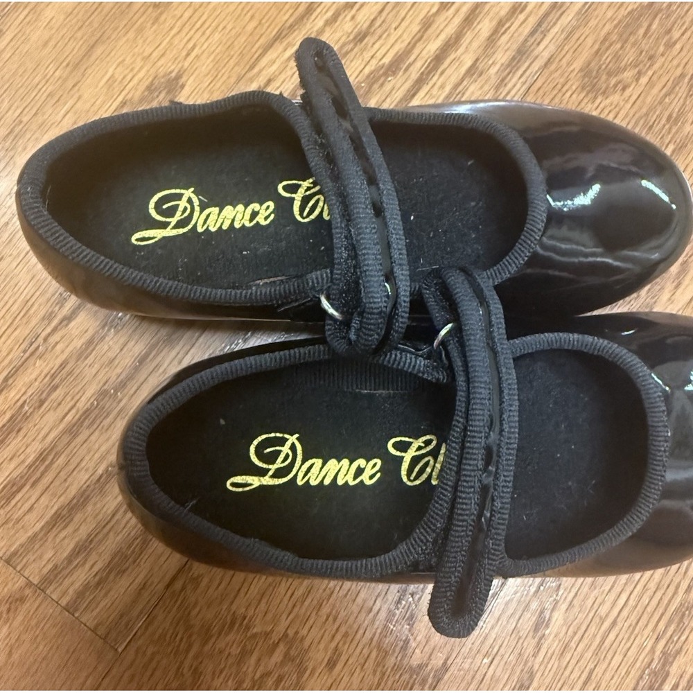 Dance Class Tap Dance Shoes Girls‎ Patent Leather Black Lined Sz 10 - Picture 5 of 7